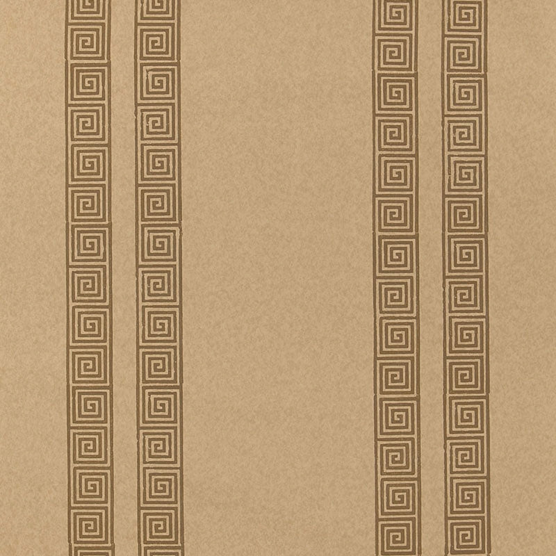 Shop 5005364 Greek Key Stripe Tabac Schumacher Wallpaper