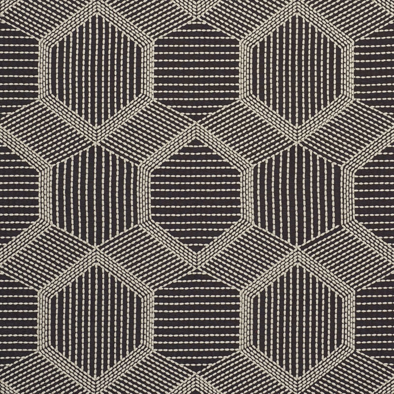 Purchase sample of 73202 Tortuga Embroidery, Black by Schumacher Fabric