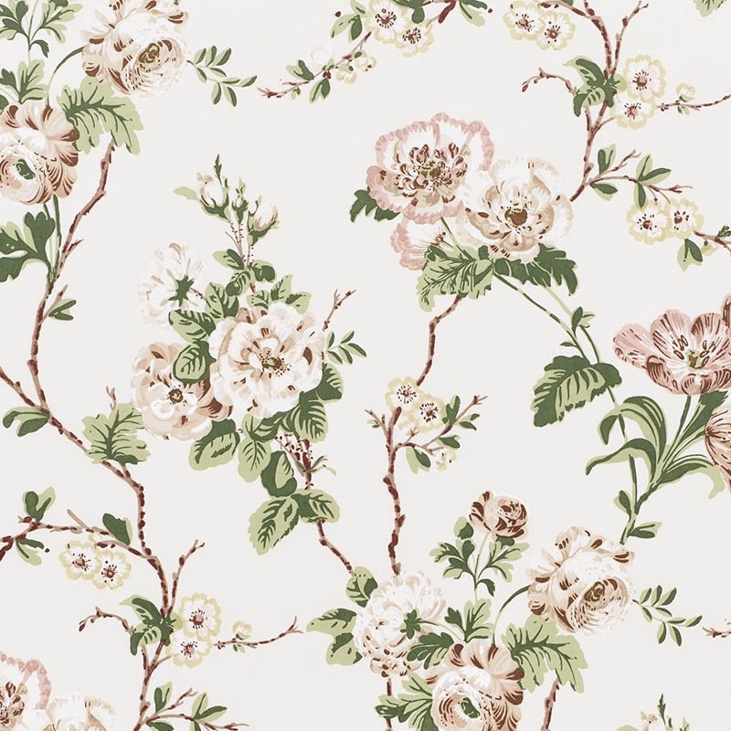 Purchase sample of 178400 Betty Chintz, Quiet Pink by Schumacher Fabric