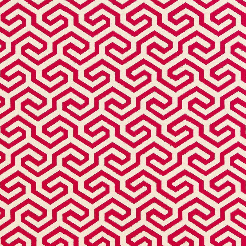 Purchase sample of 66880 Ming Fret, Cerise by Schumacher Fabric