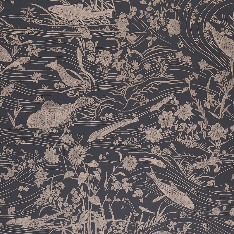 Purchase 5013281 Sea Garden Charcoal Schumacher Wallcovering Wallpaper