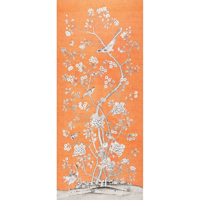 Purchase sample of 175044 Chinois Palais, Tangerine by Schumacher Fabric