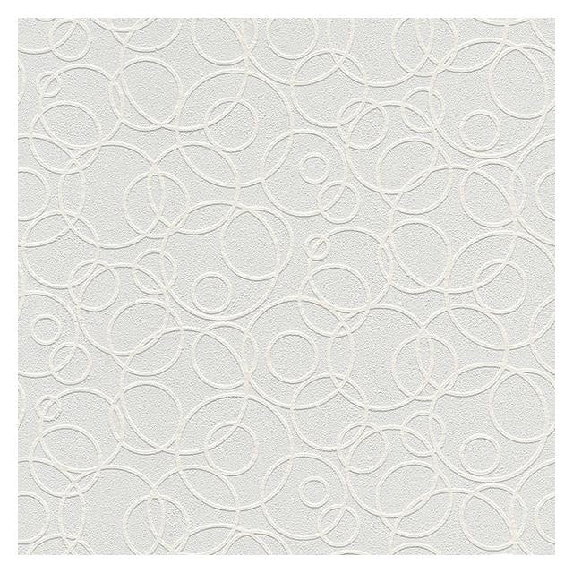 Looking 4000-1045-19 PaintWorks Artemisia White Circles Paintable White Brewster Wallpaper