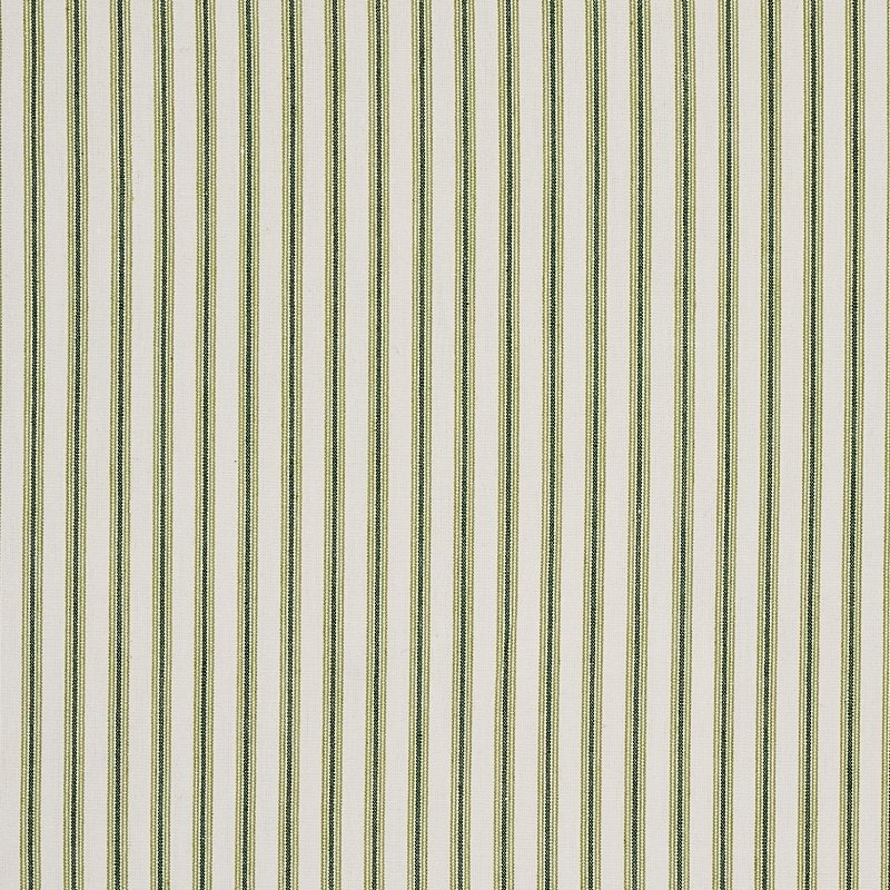 Schumacher Fabric - Wellfleet Ticking Stripe, Green 60075