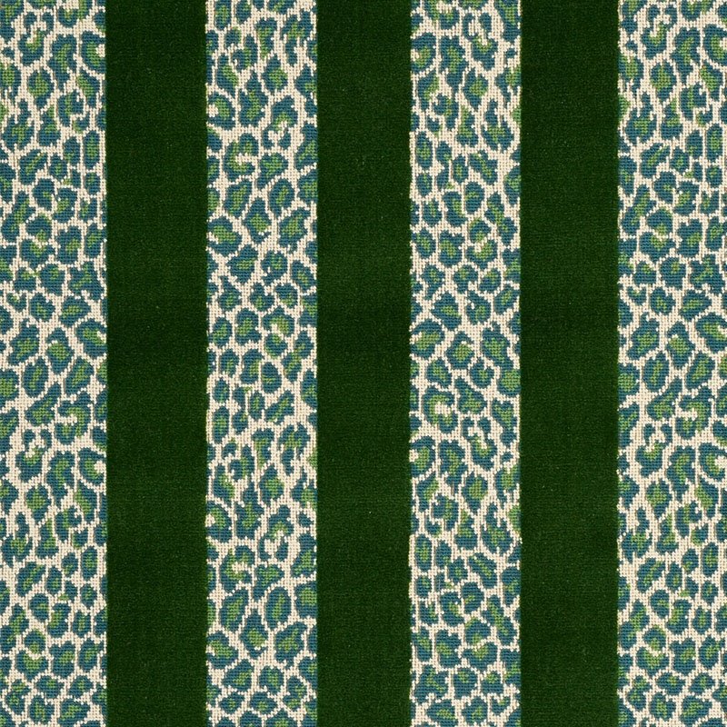 Purchase sample of 77141 Guepard Stripe Velvet, Emerald by Schumacher Fabric
