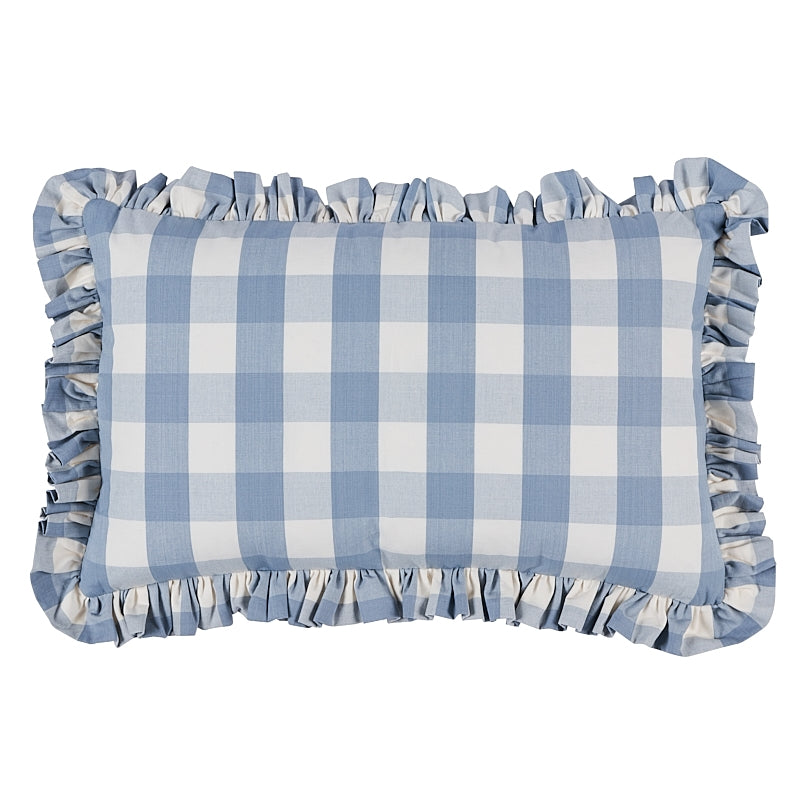 So6304817 | Camden Cotton Check Pillow, Sky - Schumacher Furniture and Accessories