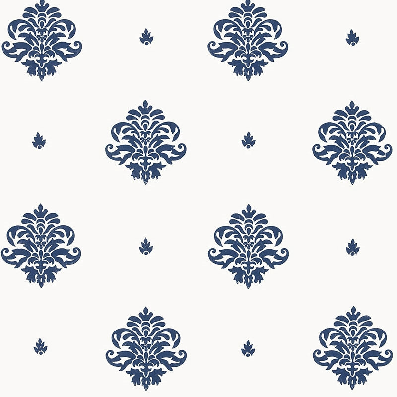 Purchase 5005351 Mayla Damask Navy Schumacher Wallpaper