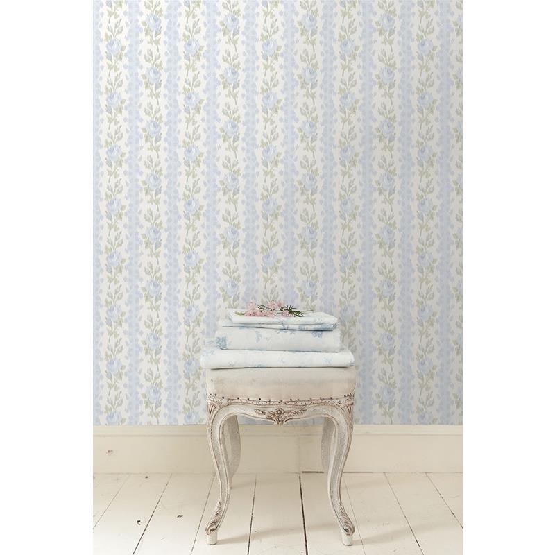 Save on AST4171 LoveShackFancy Blooming Heirloom Blue Romance Rose Stripe Blue Romance A-Street Prints Wallpaper