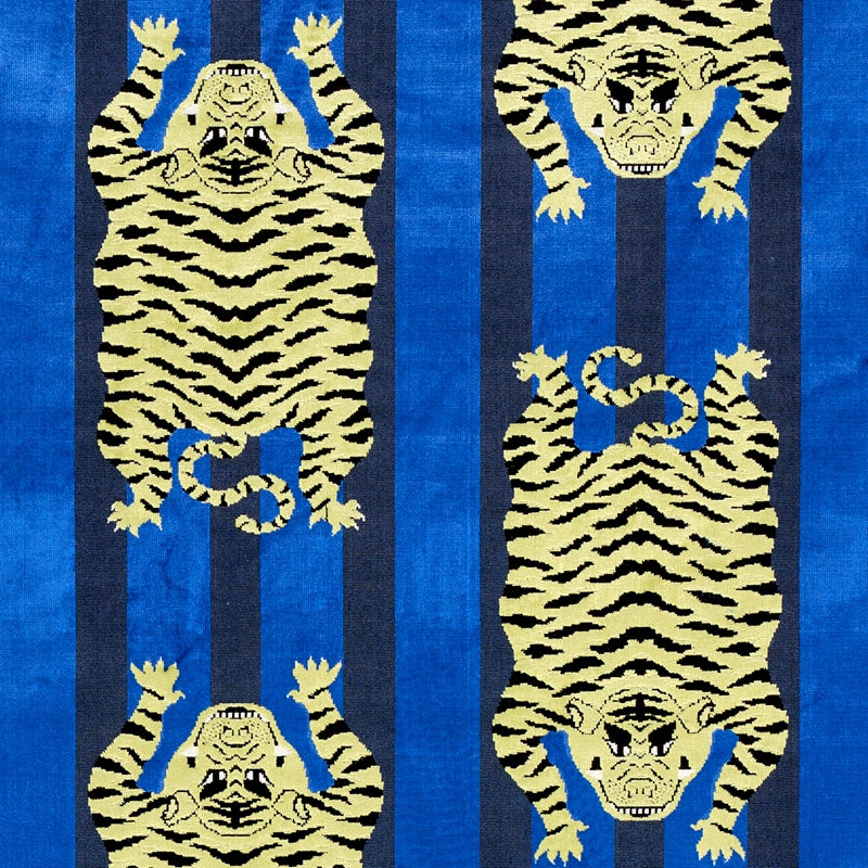 Purchase sample of 77234 Jokhang Tiger Velvet, Blue by Schumacher Fabric