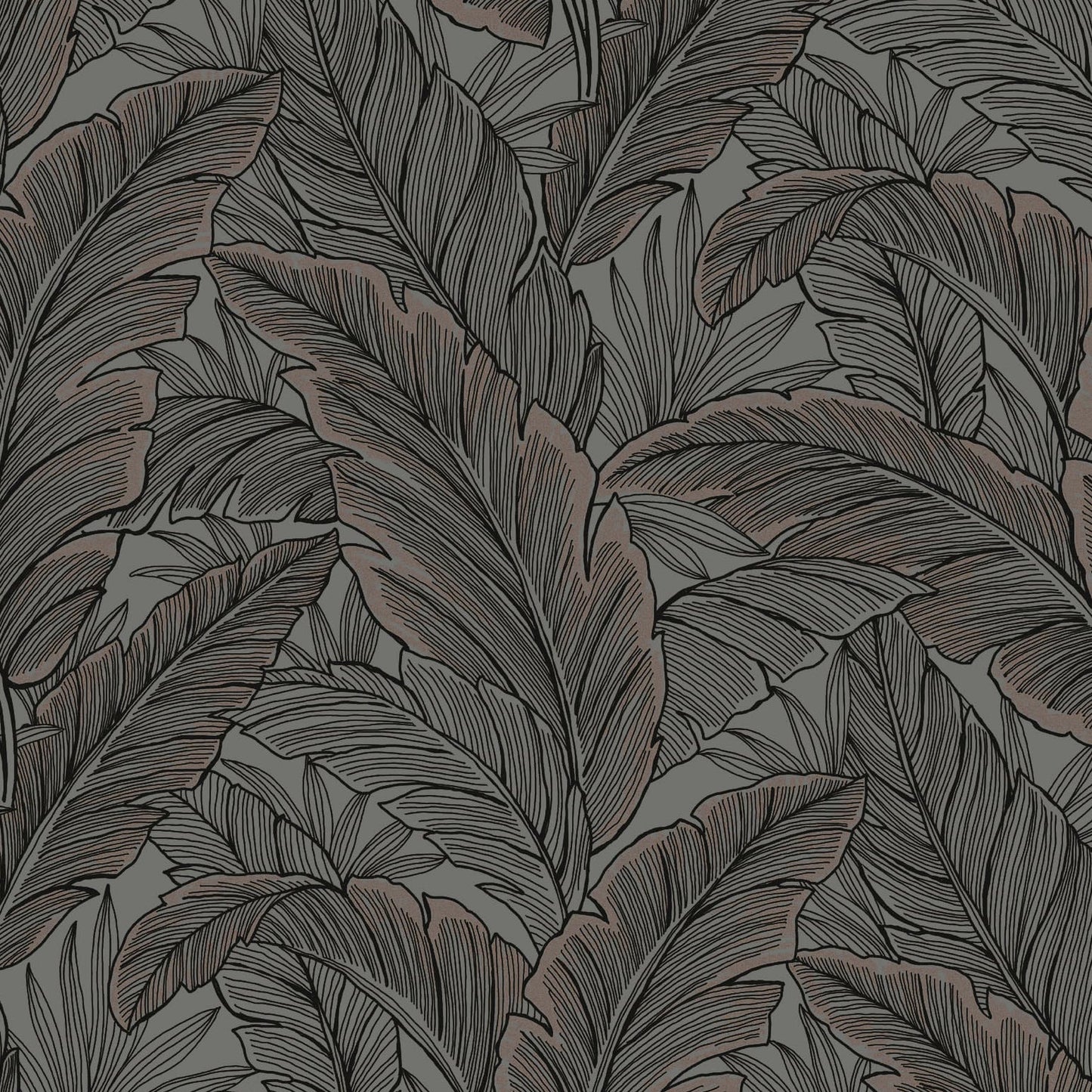 UK10048 | Tropical Leaves, Black - Etten Gallerie Wallpaper