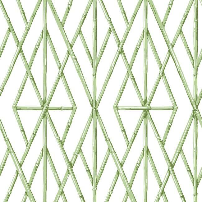5014400  Bamboo Trellis Panel B, Green - Schumacher Wallpaper