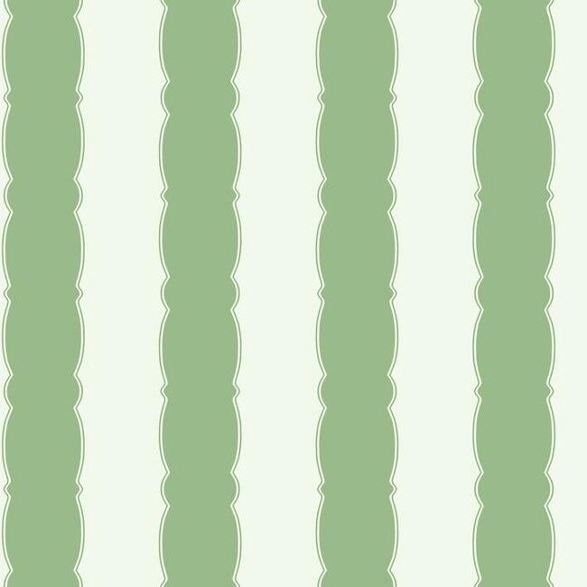 GR6017 | Grandmillennial, Scalloped Stripe Green York Wallpaper