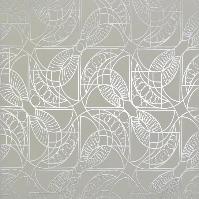 Find NW3524 Modern Metals Cartouche color White Metallic by Antonina Vella Wallpaper
