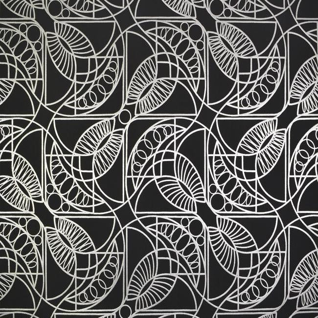 Shop NW3528 Modern Metals Cartouche color Black Metallic by Antonina Vella Wallpaper