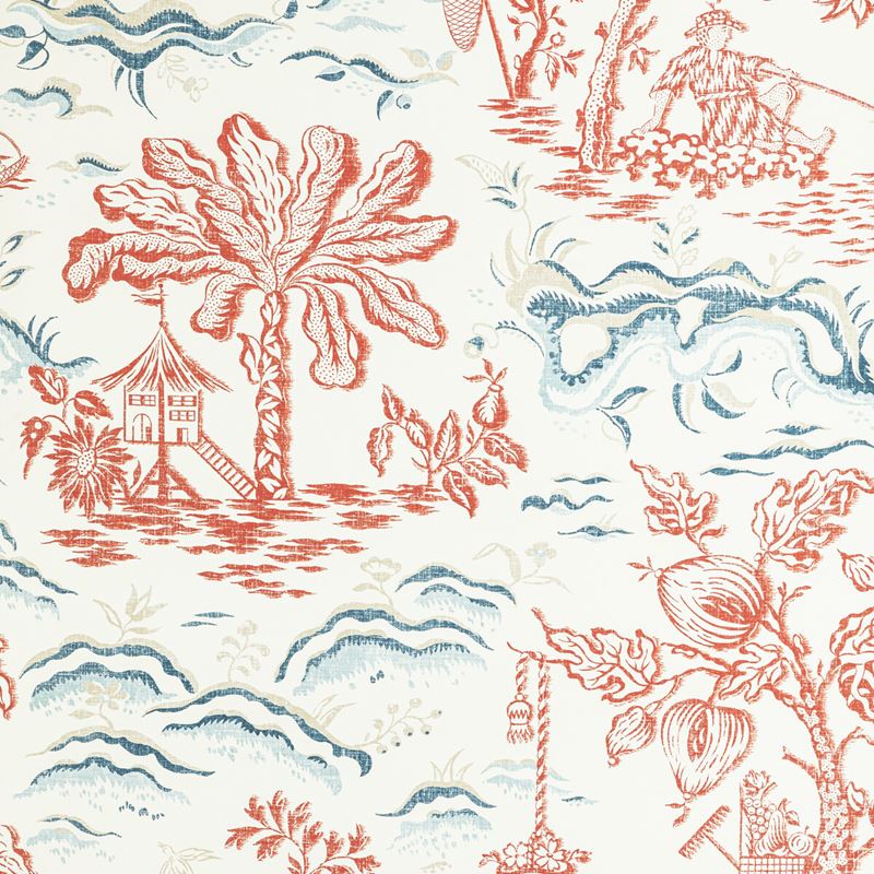 Looking P8022101.195 Valensole Red/Blue Botanical & Floral by Brunschwig & Fils Wallpaper