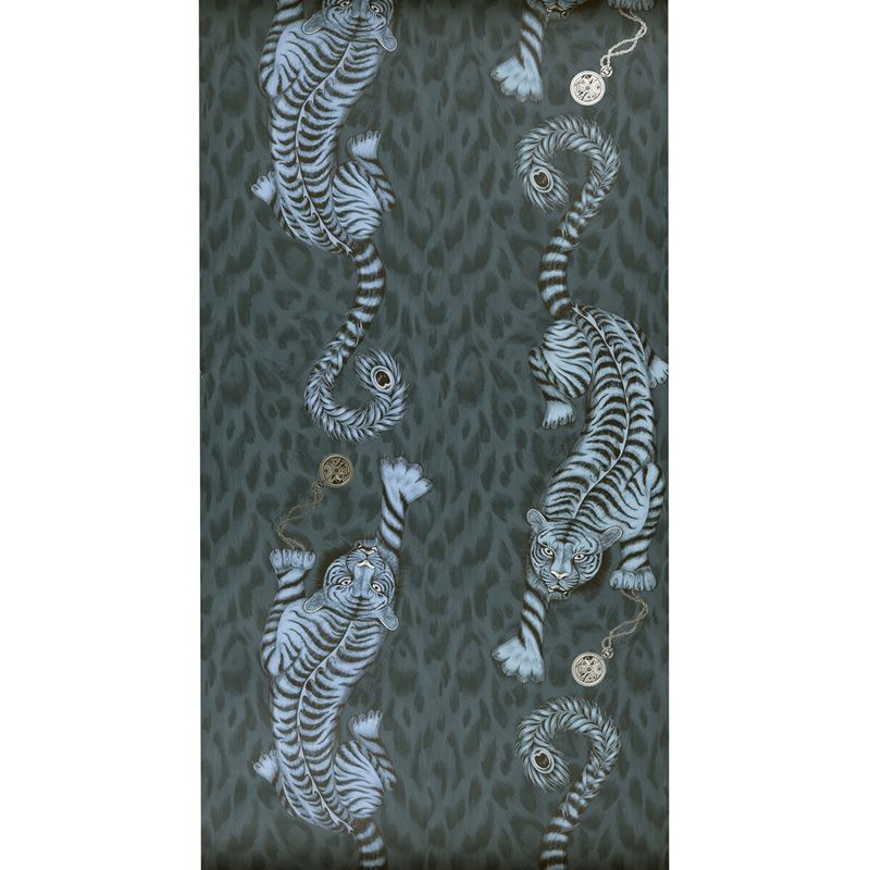 W0105/03 Tigris Blue Animals Clarke And Clarke Wallpaper 2