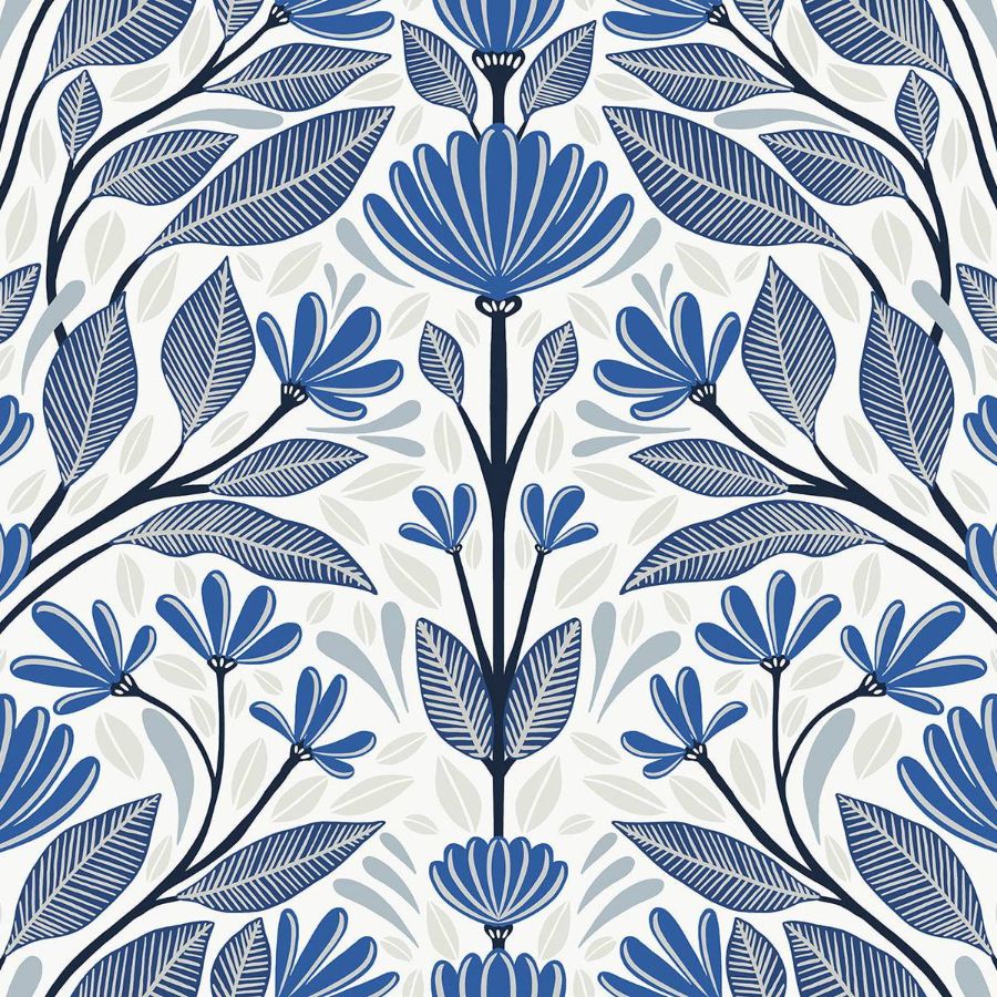 Purchase Seabrook Wallpaper Pattern SC20602 Summer House Blue Floral Wallpaper