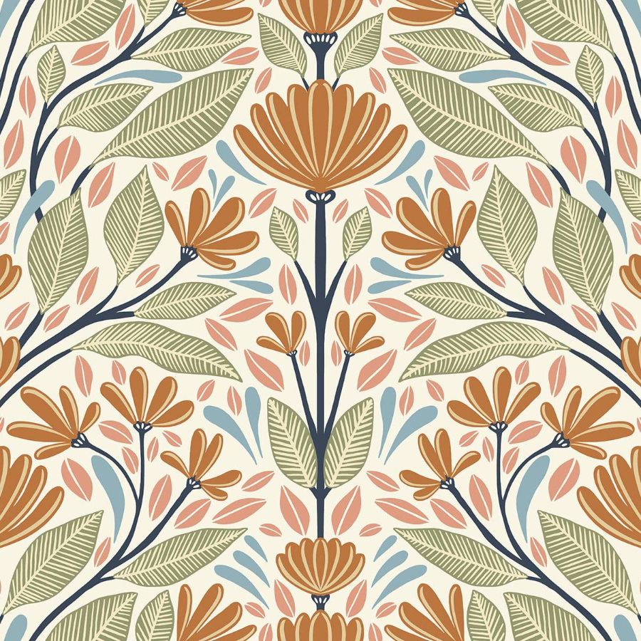 Purchase Seabrook Wallpaper Pattern number SC20606 Summer House Multi Color Floral Wallpaper