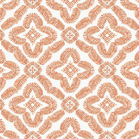 Purchase Seabrook Wallpaper Pattern# SC21301 Summer House Orange Medallion Wallpaper