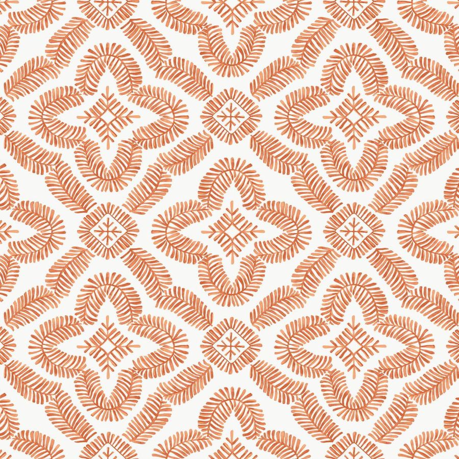 Purchase Seabrook Wallpaper Pattern# SC21301 Summer House Orange Medallion Wallpaper