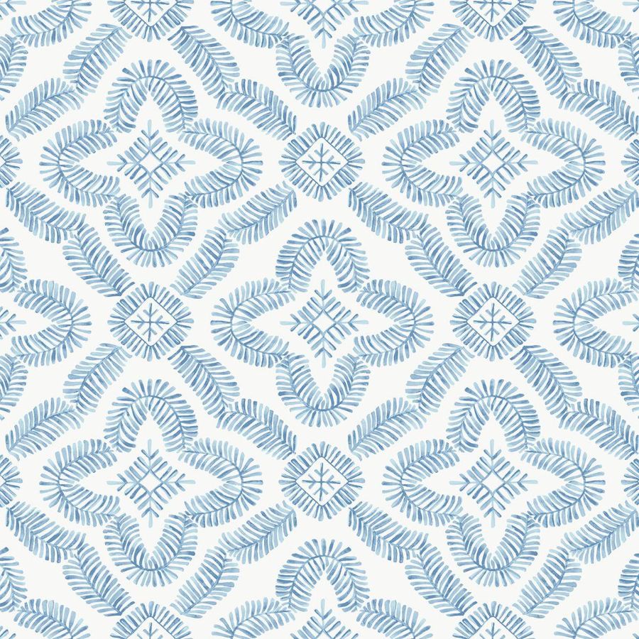 Purchase Seabrook Wallpaper SKU SC21302 Summer House Blue Medallion Wallpaper