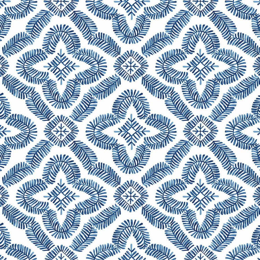 Purchase Seabrook Wallpaper SKU SC21312 Summer House Blue Medallion Wallpaper