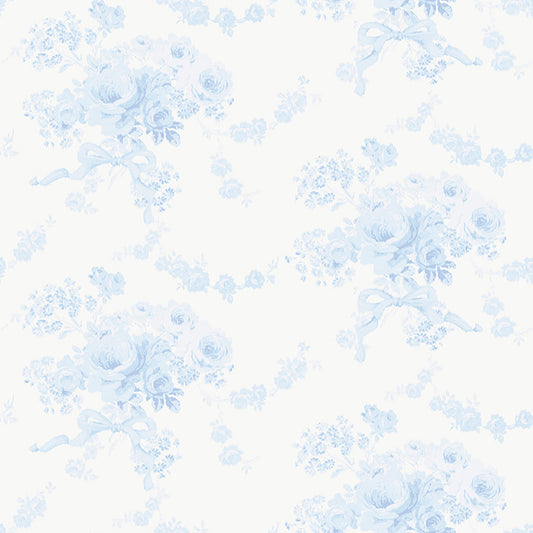 LFS6434 | LoveShackFancy NuWallpaper, Champagne Harbor Powdered Blue Peel & Stick - NuWallpaper Wallpaper