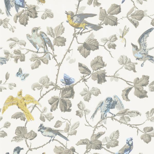 Select 100/2008 Cs Winter Birds Yellow And Grey By Cole and Son Wallpaper