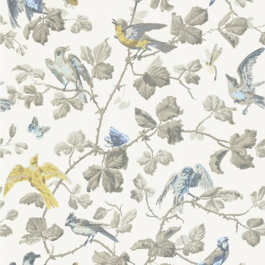 Select 100/2008 Cs Winter Birds Yellow And Grey By Cole and Son Wallpaper