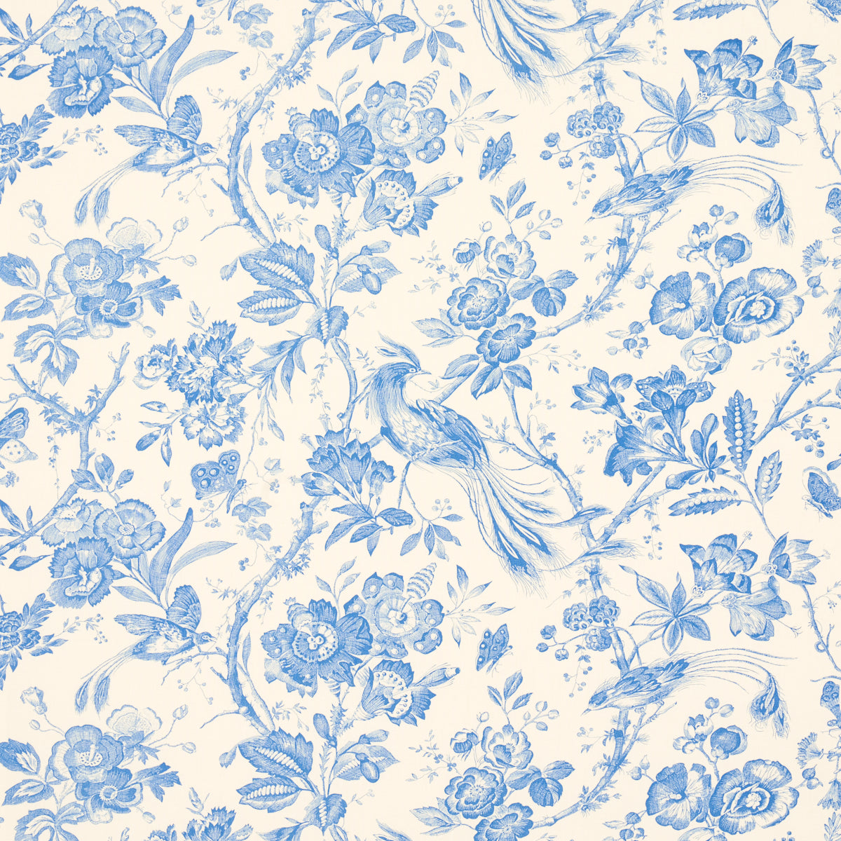 Select 1048044 Birds Of Paradise Blue by Schumacher Fabric