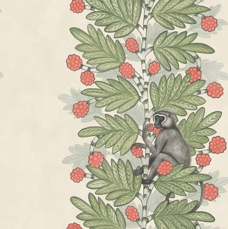 Sample 109/11051 Acacia Green Coral Berries by Cole and Son