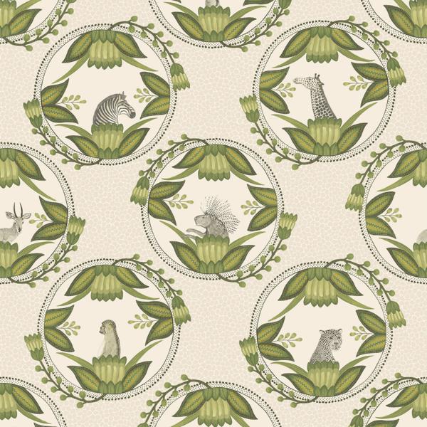 Sample 109/9041 Ardmore Cameos Stone Green by Cole and Son
