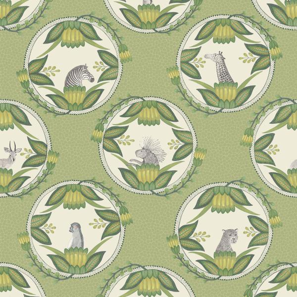 Sample 109/9042 Ardmore Cameos Green by Cole and Son