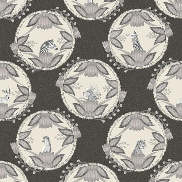 Sample 109/9043 Ardmore Cameos Black White by Cole and Son