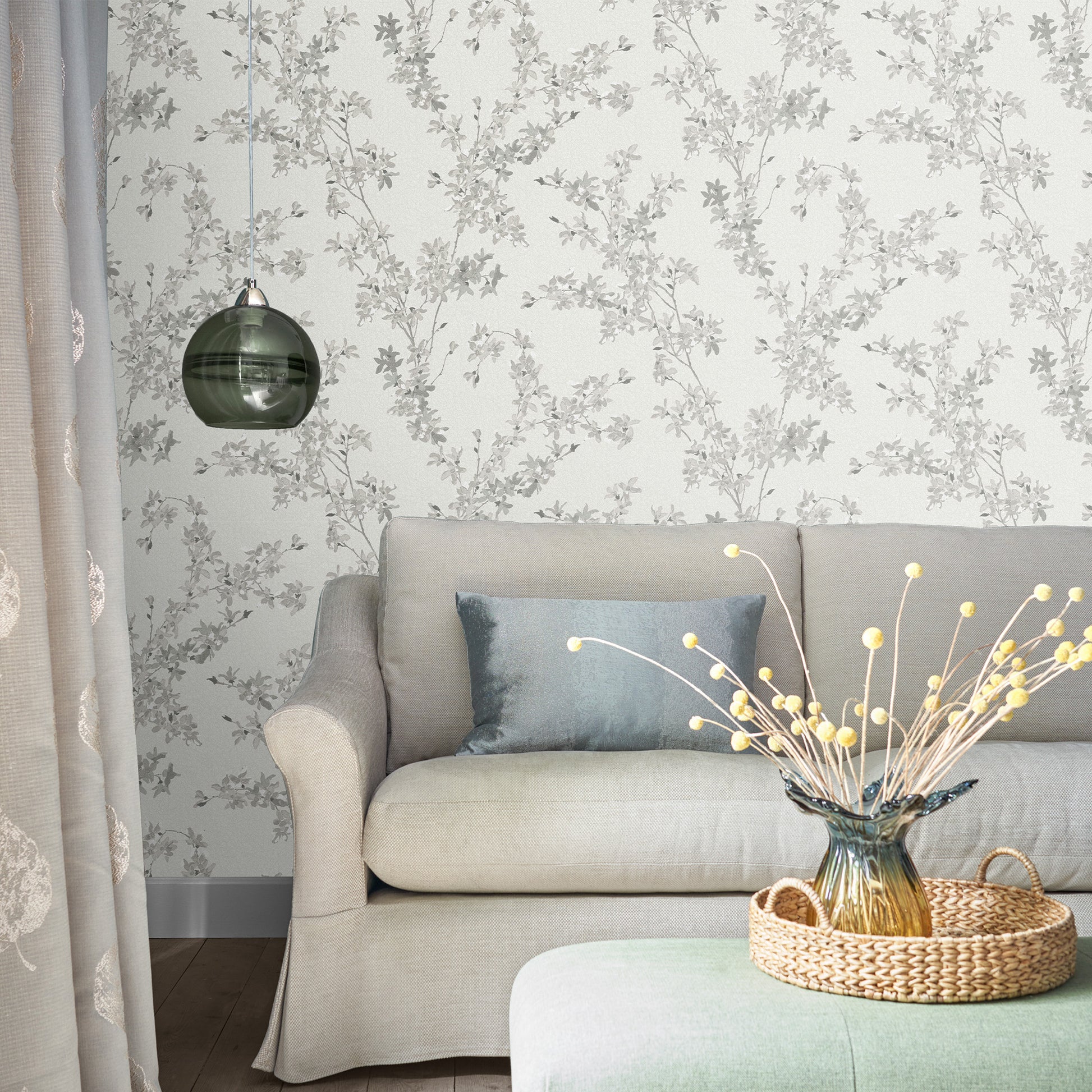 Purchase Laura Ashley Wallpaper SKU 113349 Forsythia Steel