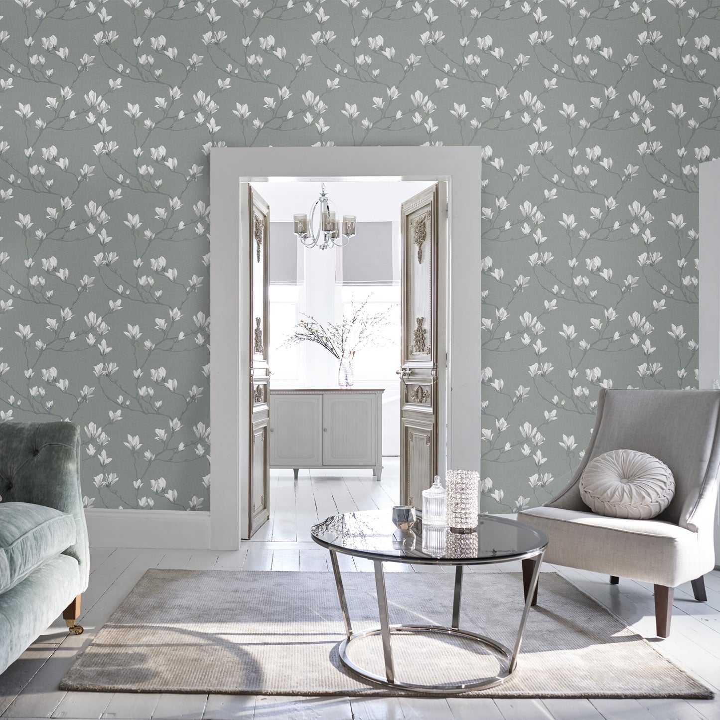 Purchase Laura Ashley Wallpaper Item 113354 Magnolia Grove Slate