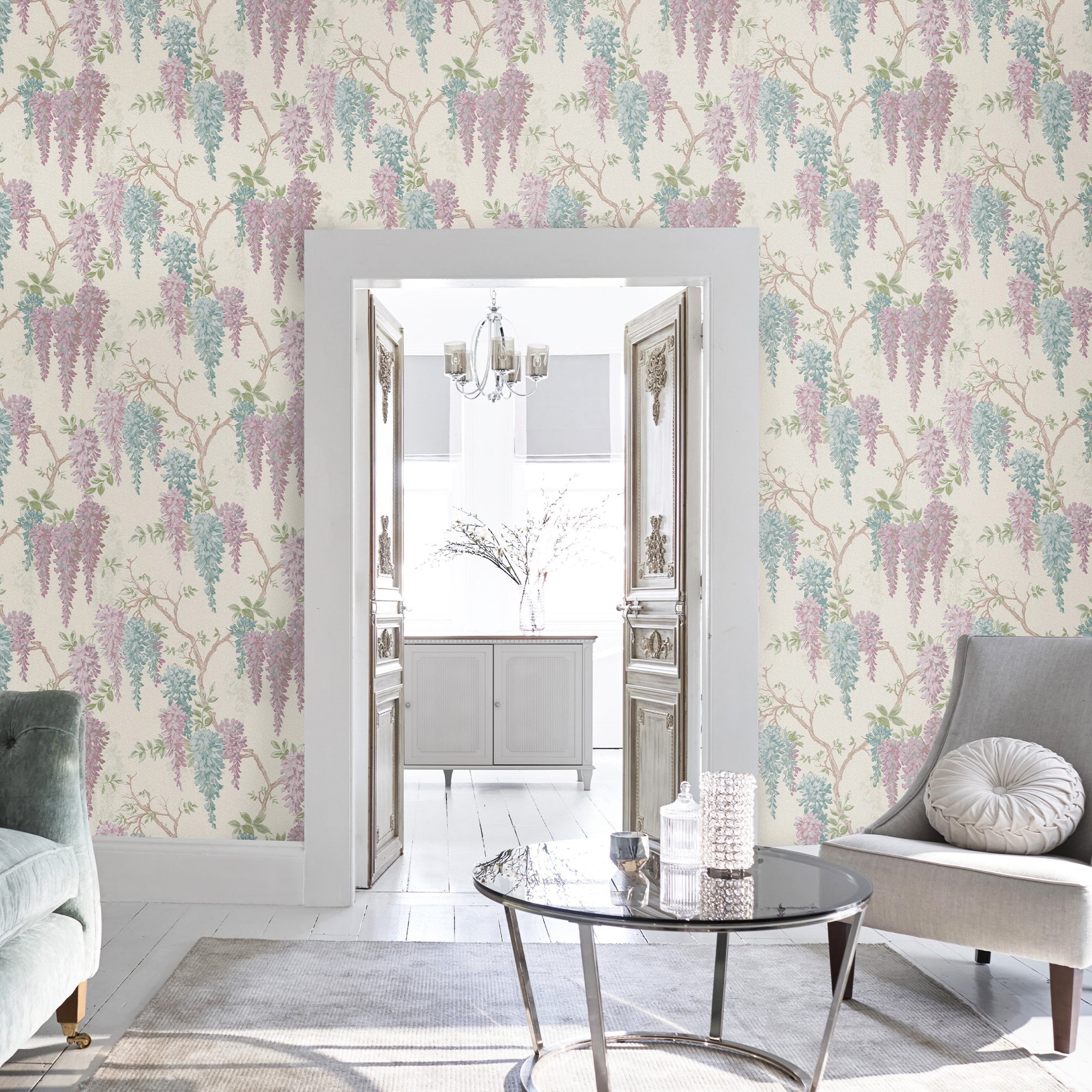 Purchase Laura Ashley Wallpaper Item 113357 Wisteria Garden Duck Egg