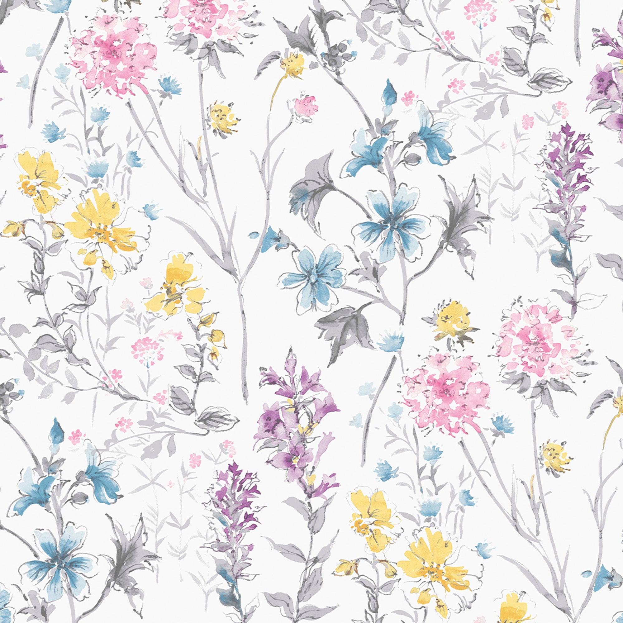 113363 | Wild Meadow Multicolor - Laura Ashley Wallpaper