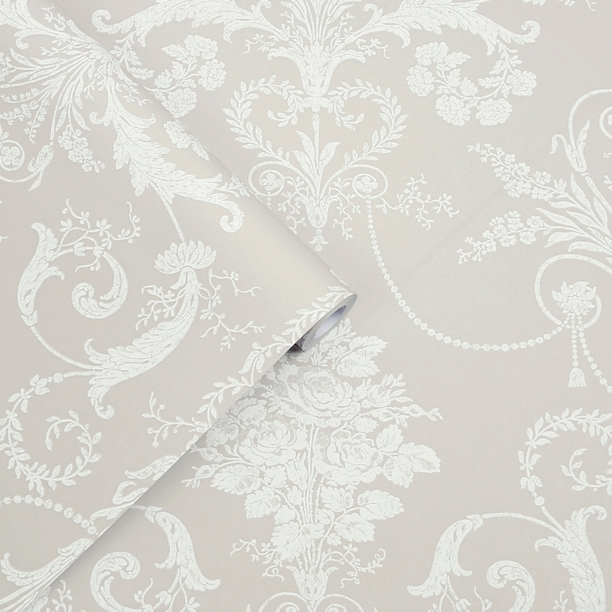 Purchase Laura Ashley Wallpaper Product 113378 Josette White and Dove Grey