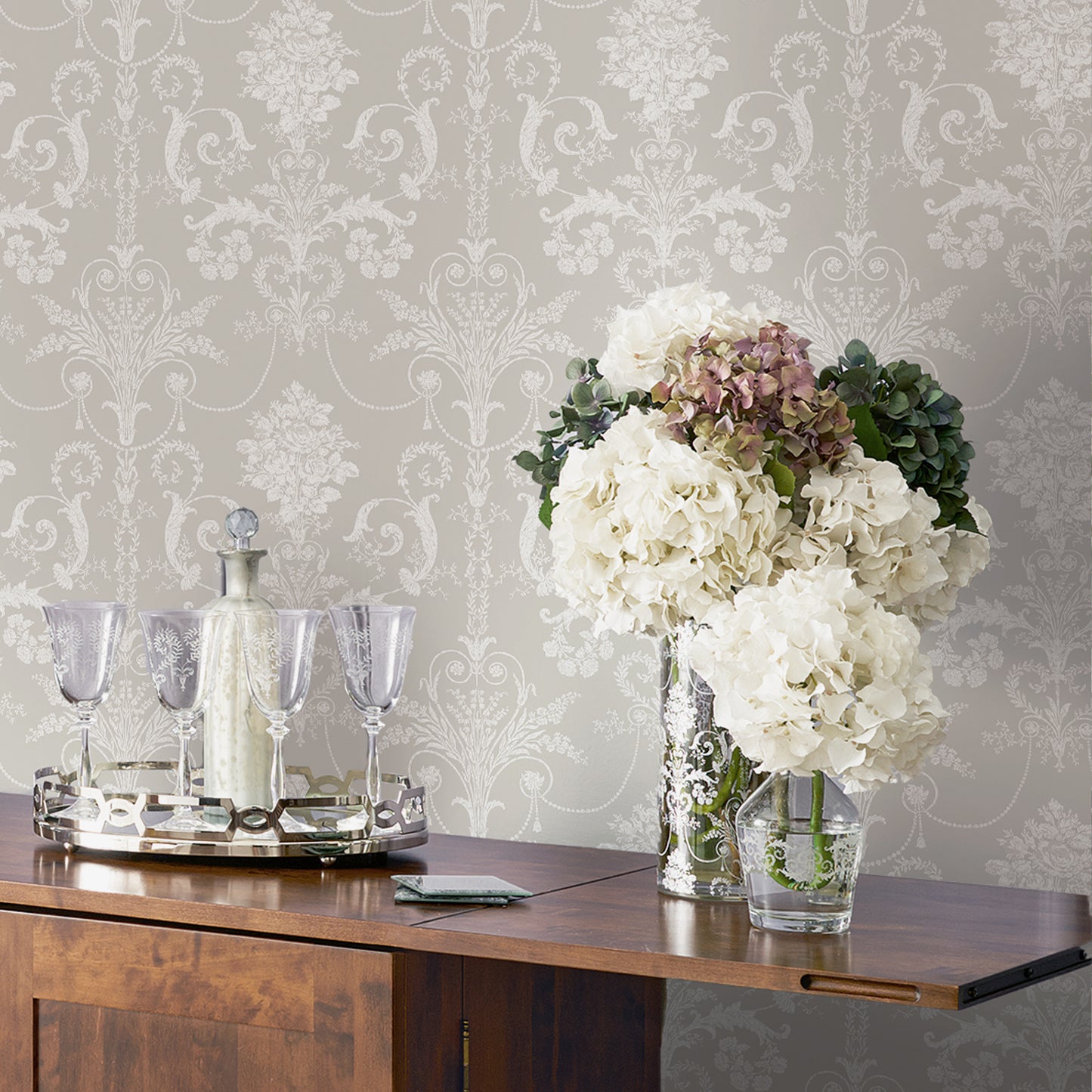 Purchase Laura Ashley Wallpaper Product 113378 Josette White and Dove Grey