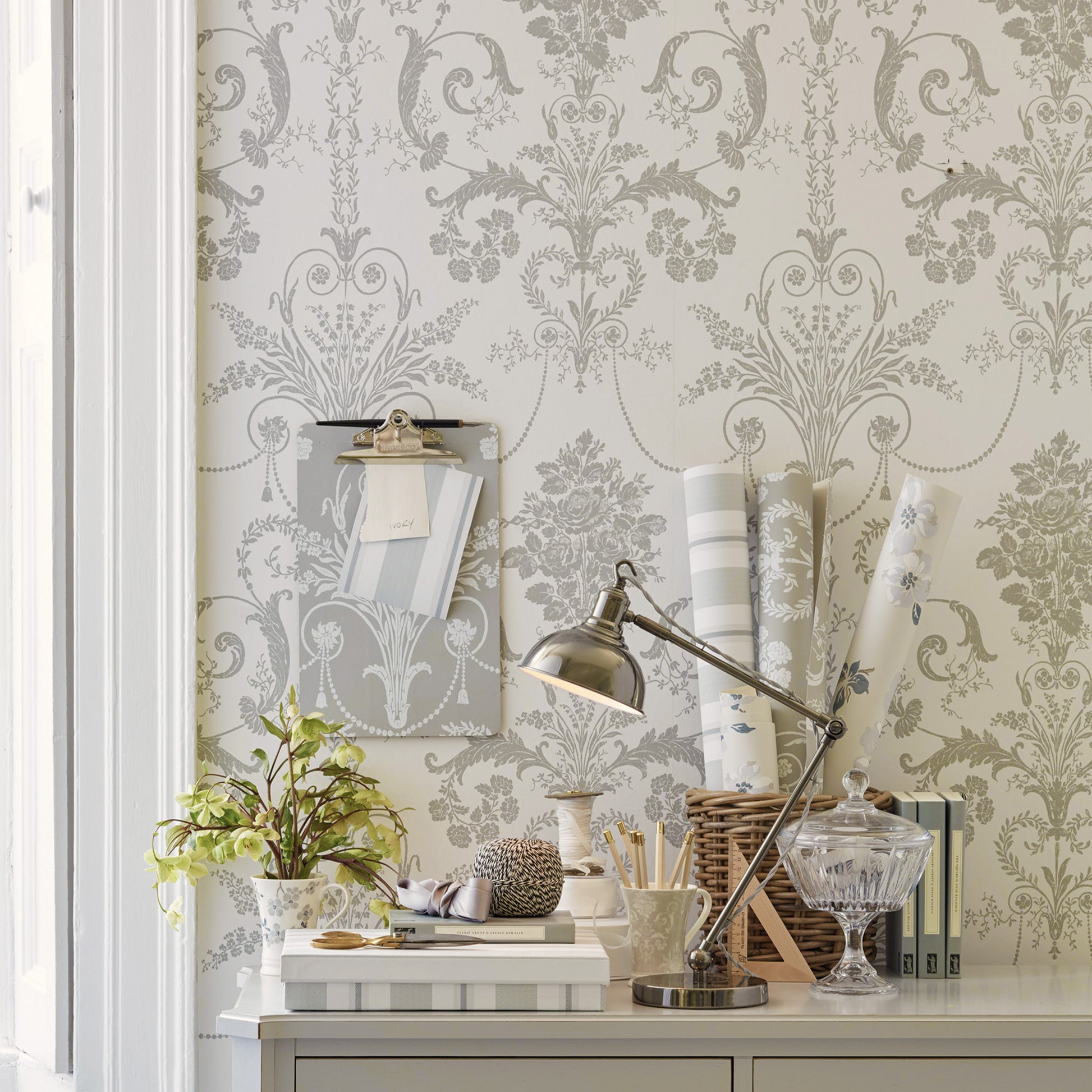 Purchase Laura Ashley Wallpaper Product# 113385 Josette Dove Grey and White