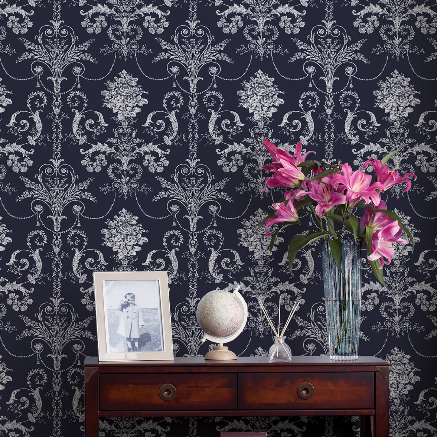 Purchase Laura Ashley Wallpaper SKU 113386 Josette Midnight