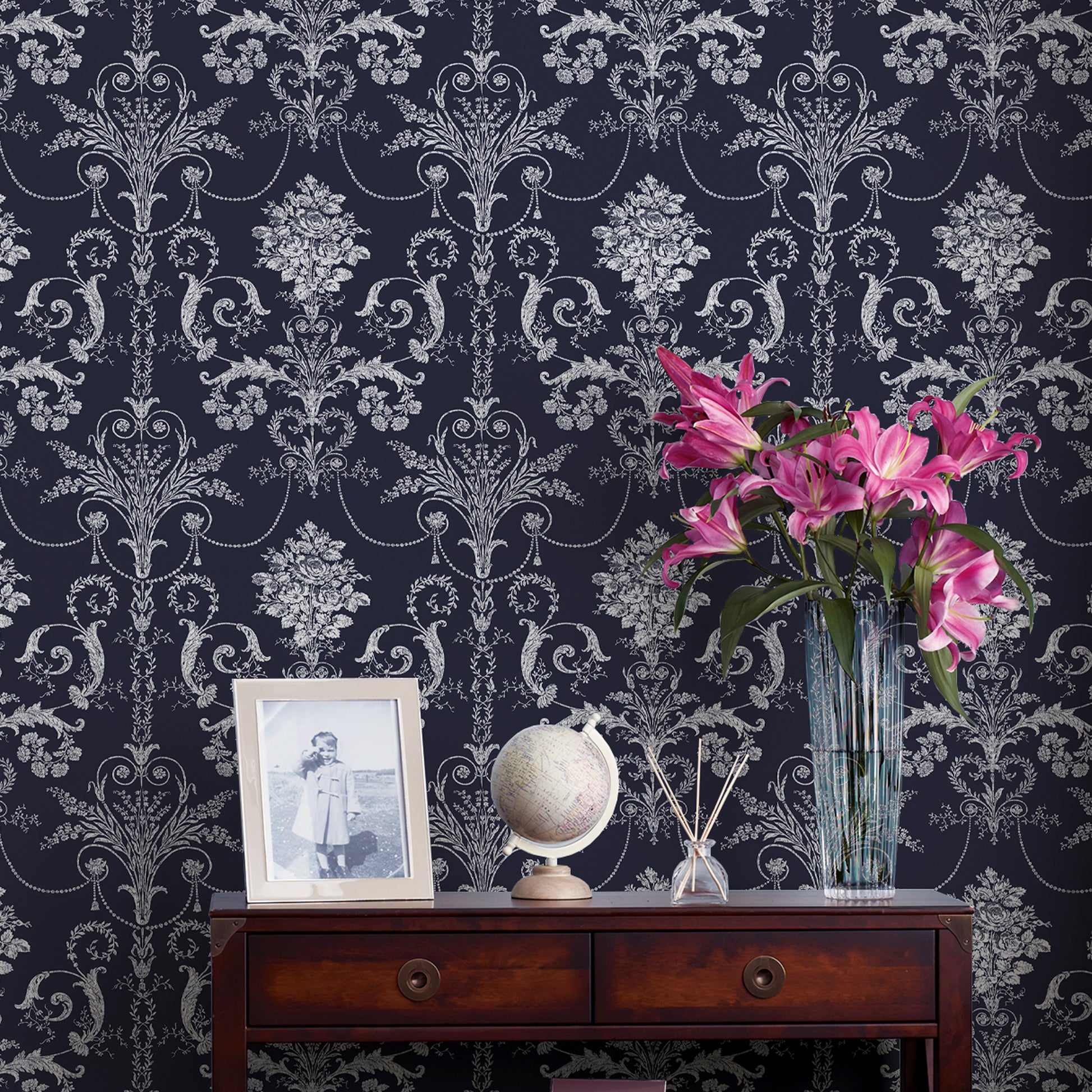 Purchase Laura Ashley Wallpaper SKU 113386 Josette Midnight