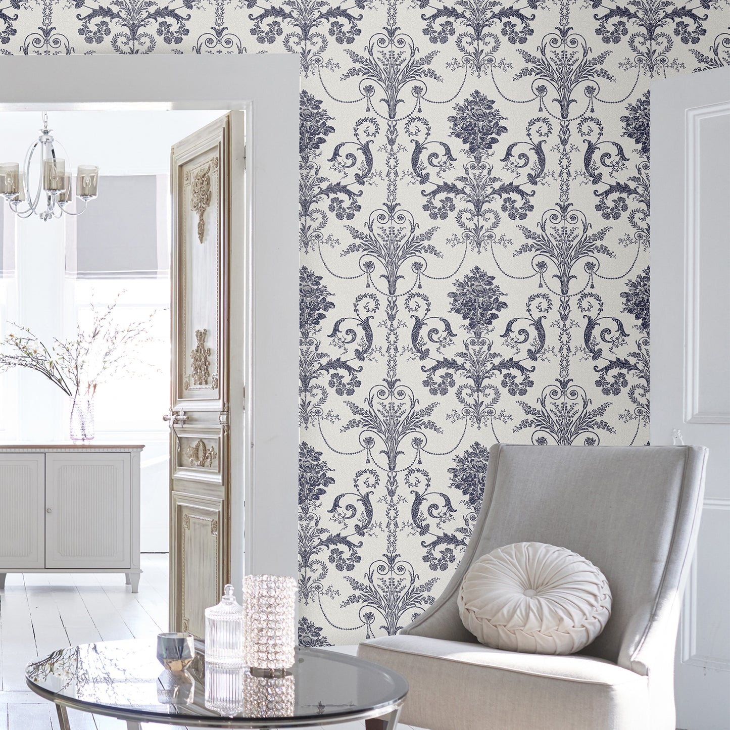 Purchase Laura Ashley Wallpaper Product# 113387 Josette Off White and Midnight