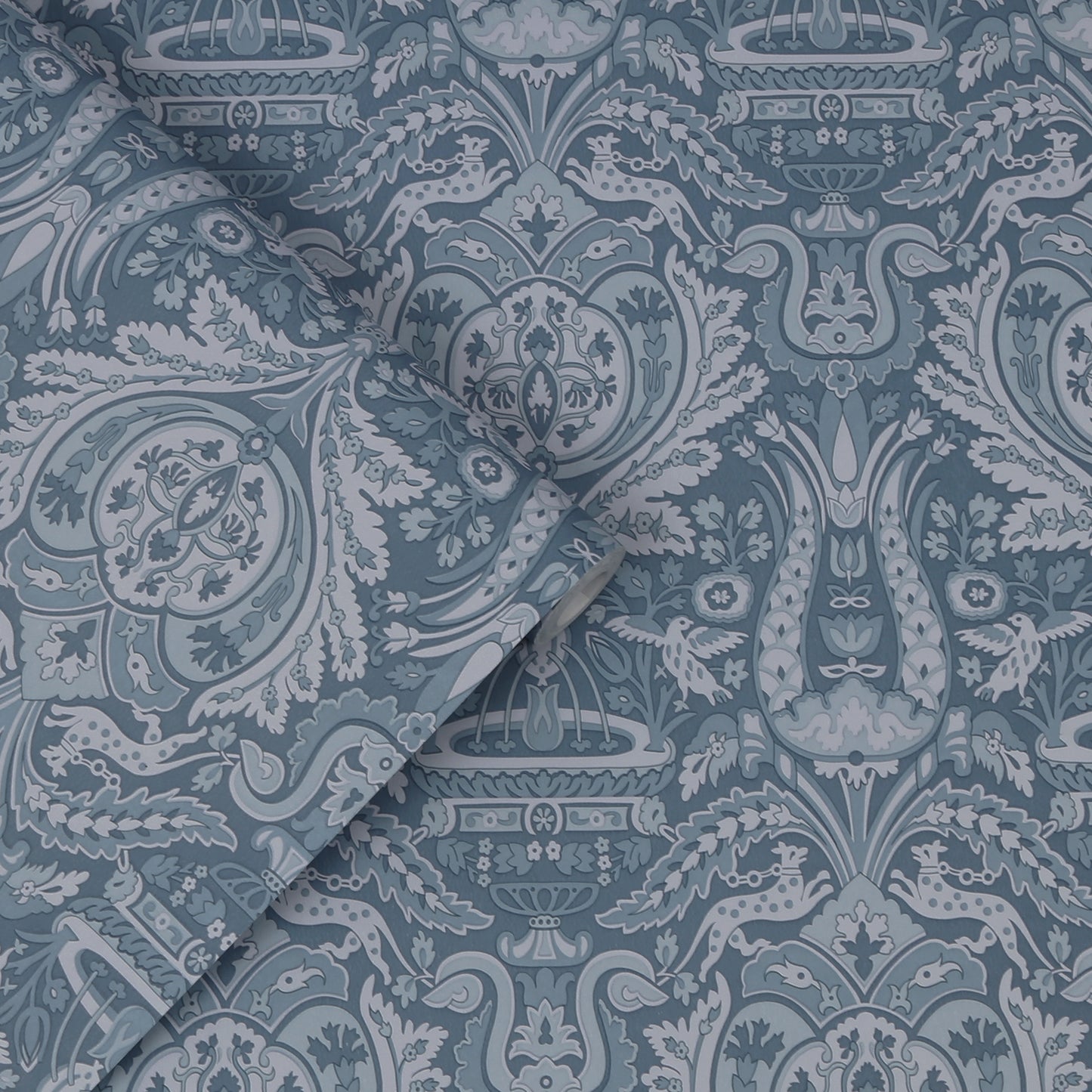 Purchase Laura Ashley Wallpaper Pattern number 113409 Heraldic Damask Dusky Seaspray