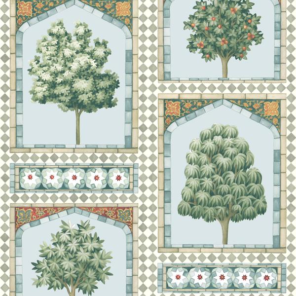 Sample 113-10030 Sultan'S Palace Print Room Blue and Duck Egg by Cole and Son