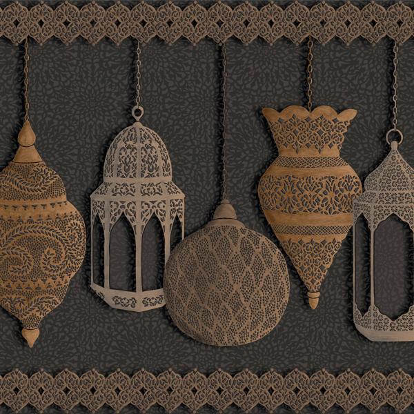 Sample 113-6015 Fez Silver and Bronze On Charcoal by Cole and Son
