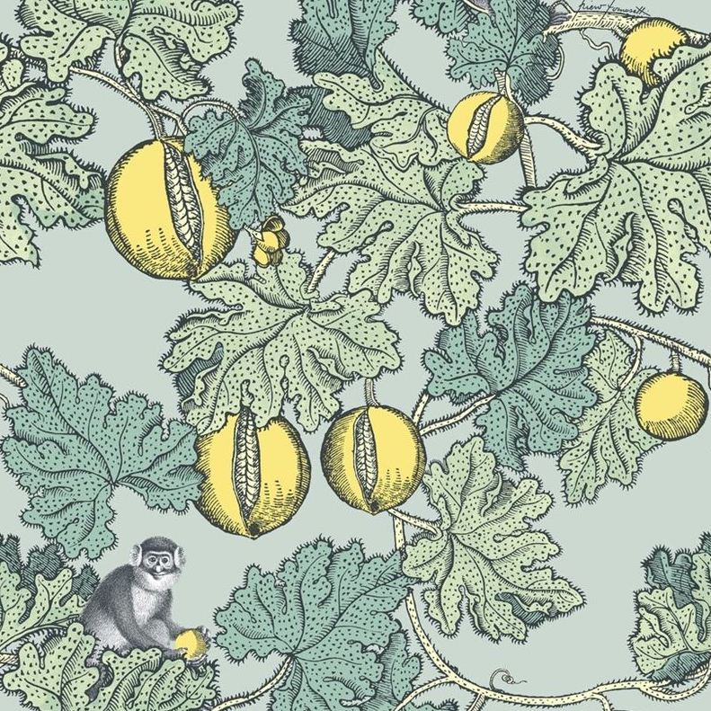 Sample 114-1002 Frutto Proibito, Seafoam and Lemon Print by Cole and Son Wallpaper