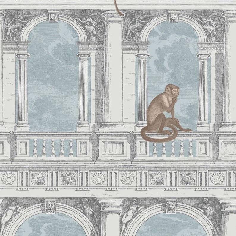 Sample 114-8015 Procuratie Con Vista, Stone and Powder Blue Print by Cole and Son Wallpaper