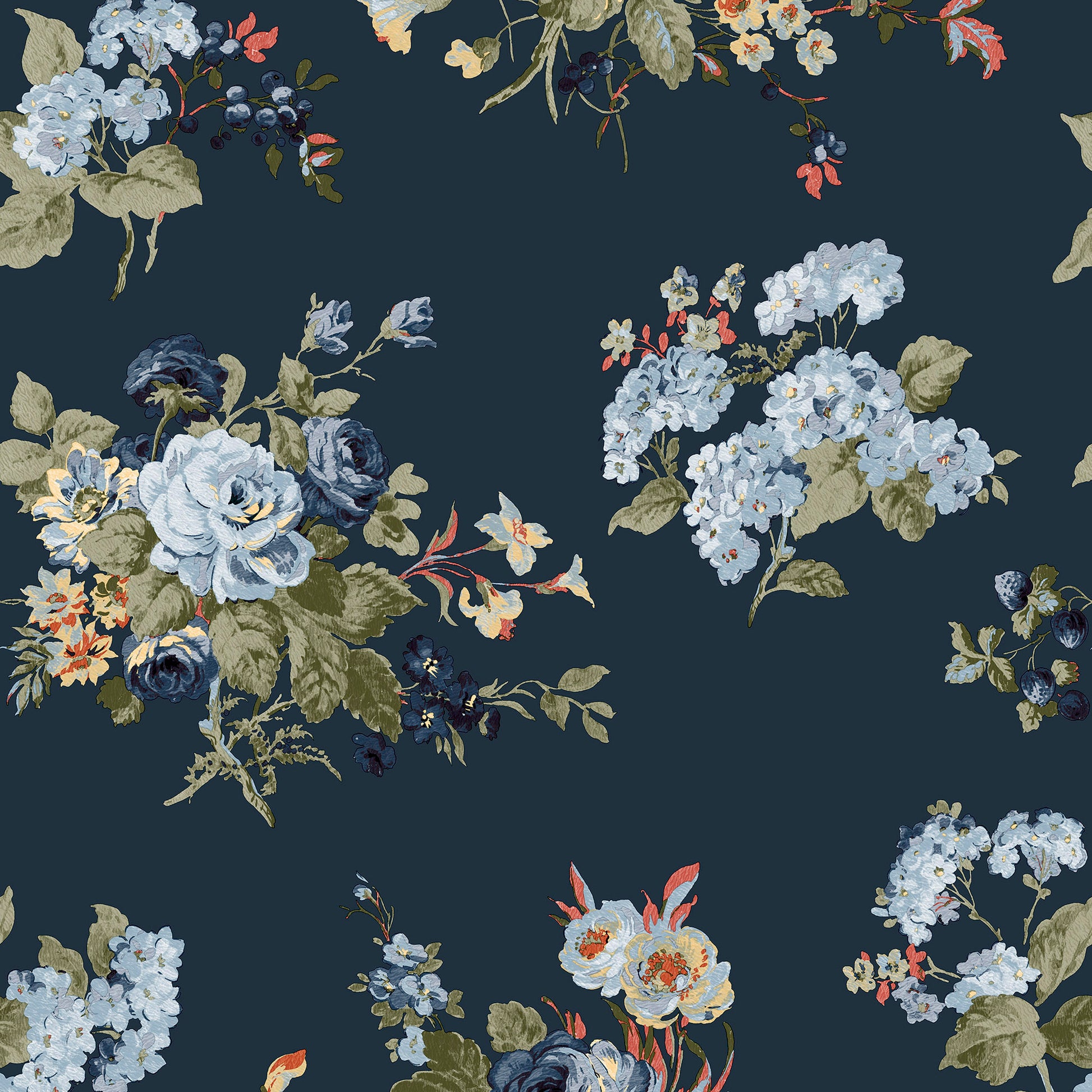 Purchase Laura Ashley Wallpaper Pattern number 114898 Rosemore Midnight Seaspray